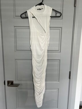 Missguided White Sleeveless Draped Neck Dress